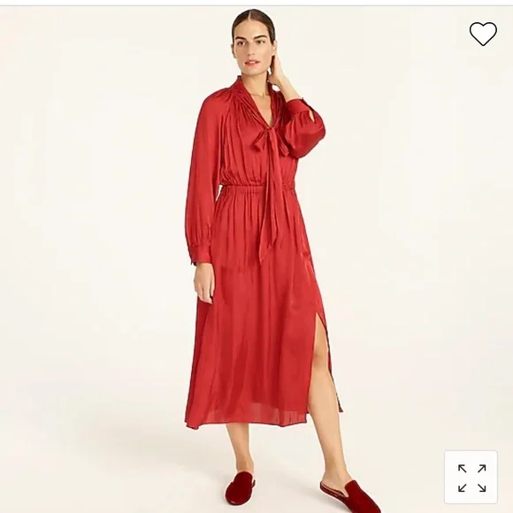 J. Crew Featherweight Satin Tie-Neck Dress - Picture 2 of 2